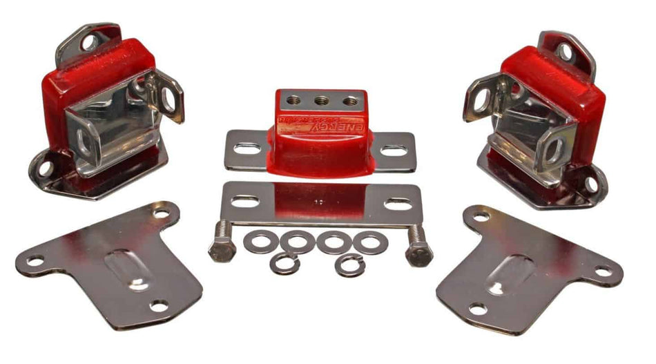 Engine & Gearbox Mount Set - Short & Wide - (Chrome) (S.B. Chev)